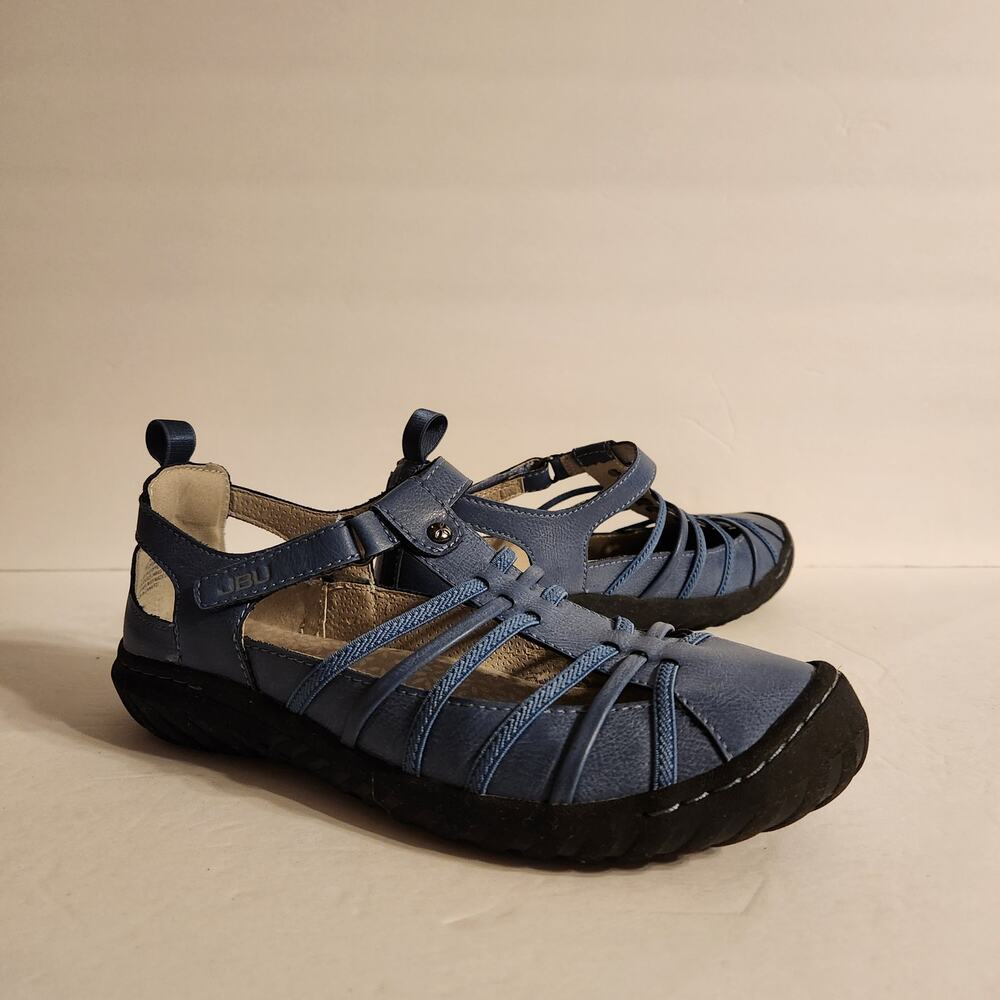 JBU by Jambu Peace Womens 7.5M Mary Jane Flat Blue Denim Faux Leather Closed Toe